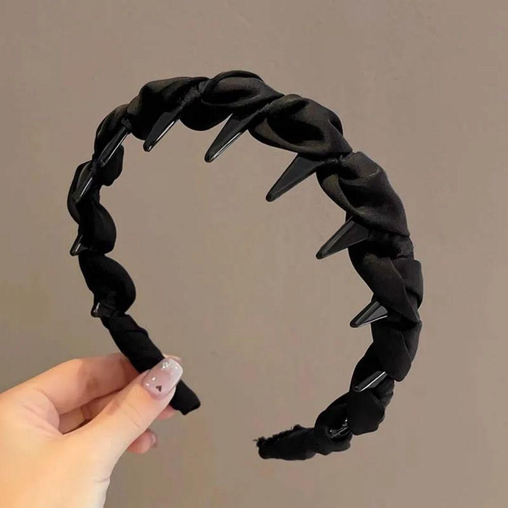 Adjustable Wrapped Hair Hoop Comfortable Toothed Headband Women's Satin Hairband  Daily Wear