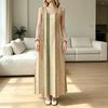Sleeveless Bohemian Maxi Dress,Simple Striped Lightweight Loose Fit Full Skirt Flattering for Beach Vacation,Casual Travel & Daily Wear