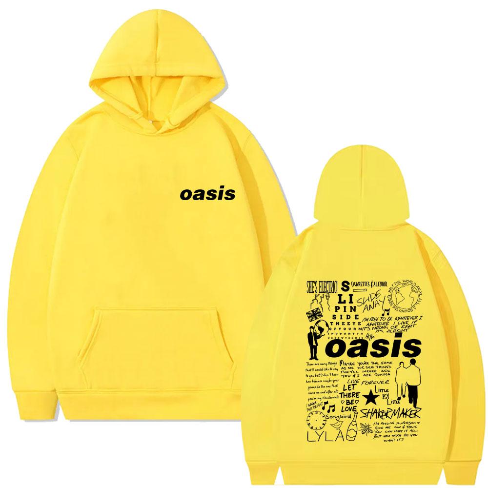 Rock Band O-Oasis Graphic Print Hoodie Men Women Gothic Oversized Streetwear Man Casual Cotton Vintage Hoodies