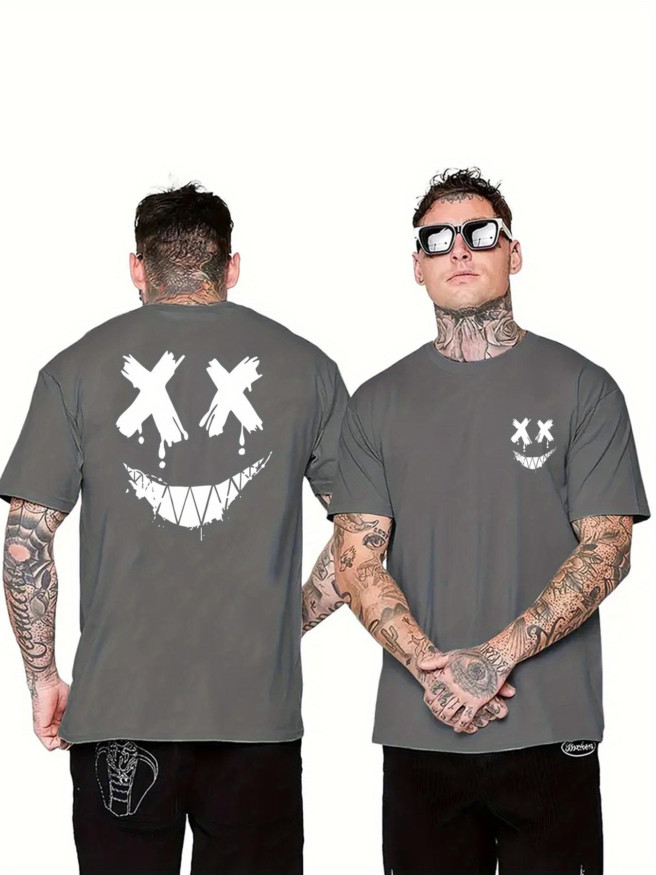 

2025 Summer New Mens Tshirt Casual and fashionable with smiley face printed outdoor street mens Tshirt 4XL