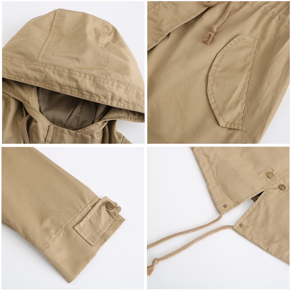 Baumwolle Mit Kapuze Windjacke frauen Frühling Herbst Lose Einfarbig Langarm Kordelzug Chic Jacke S-3XL