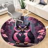 1pc Pink Owl Forest Chair Carpet for Office, Round Polyester Mat, Indoor Decor for Office, Easycare Fabric, Washable Non-slip Area Carpet