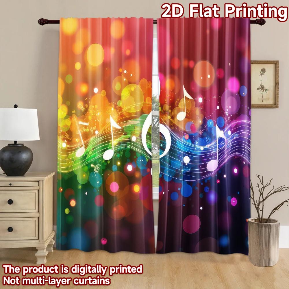 2D Flat Photography Backdrop Tapestry Colorful Musical Notes 100% Polyester Anniversary Use for Suitable for All-season