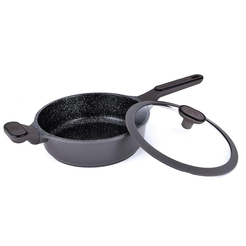 Sauteuse 24 Cm En Fonte D'aluminium Avec Couvercle En Silicone Sycamore St24tfi De Kitchencook