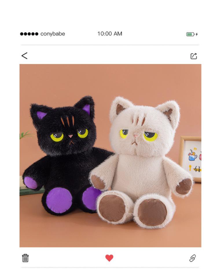 Prone Black Cat Plush Toy – Large, Super Cute Cuddle Pillow Doll for Bedtime Hugging