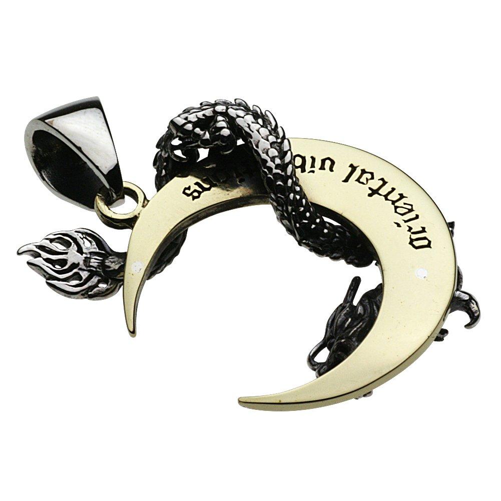[Cenote] Japanese Dragon Crescent Moon Pendant [Silver 925] p0413