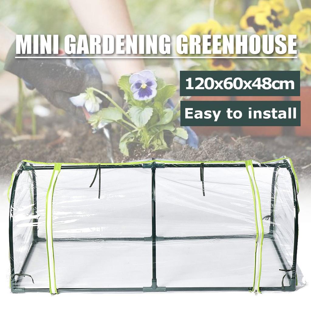 Iron+PE Mini Outdoor Greenhouse Tunnel Flowers Plants Gardening Shelter Winter Rainproof Sun Shade Garden Greenhouses Canopy Kit Awning Random New
