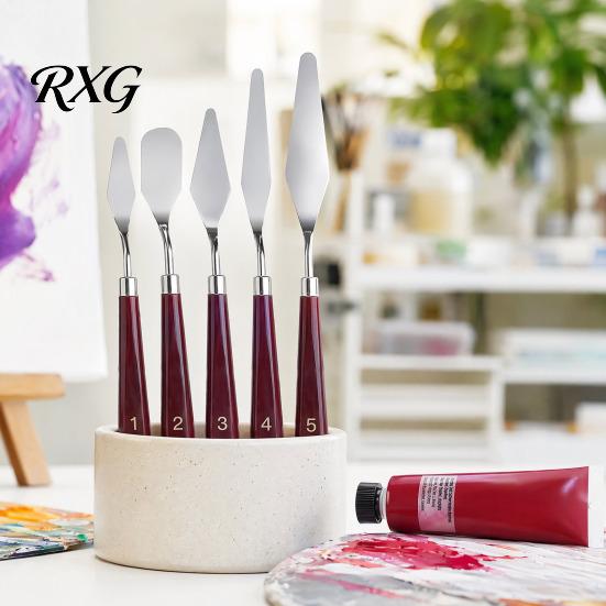 Color Mixing Spatula Set 5Pcs Palette Knife with 6 Paint Scraper, Stainless Steel Durable Scrapers Knife, Oil Metal Knives for Texture Art Blending