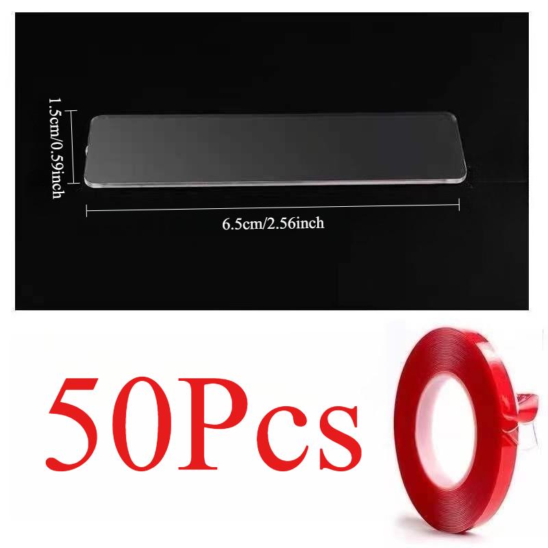 50Pcs Acrylic Nail Art Display Strip, Double-Sided Adhesive Transparent Strip Display Board