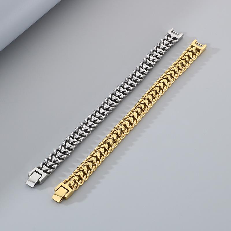 Shiny Stainless Steel Braided Chain Bracelet for Men Punk Personalized 12MM Miami Cuban Accessories Chunky Trend Jewelry