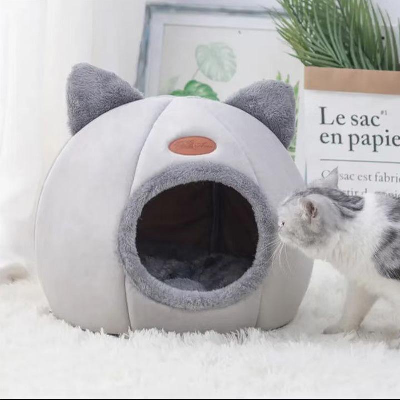Neu Tiefer Schlafkomfort im Winter Katzenbett Kleine Matte Korb Kleine Hundehausprodukte Haustiere Zelt Gemütliches Höhlennest Innen