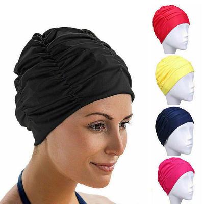 Large Long Hair Free Size Elastic Fabric Bathing Ear Protect Swimming Caps Diving Hat Swim Pool Hat