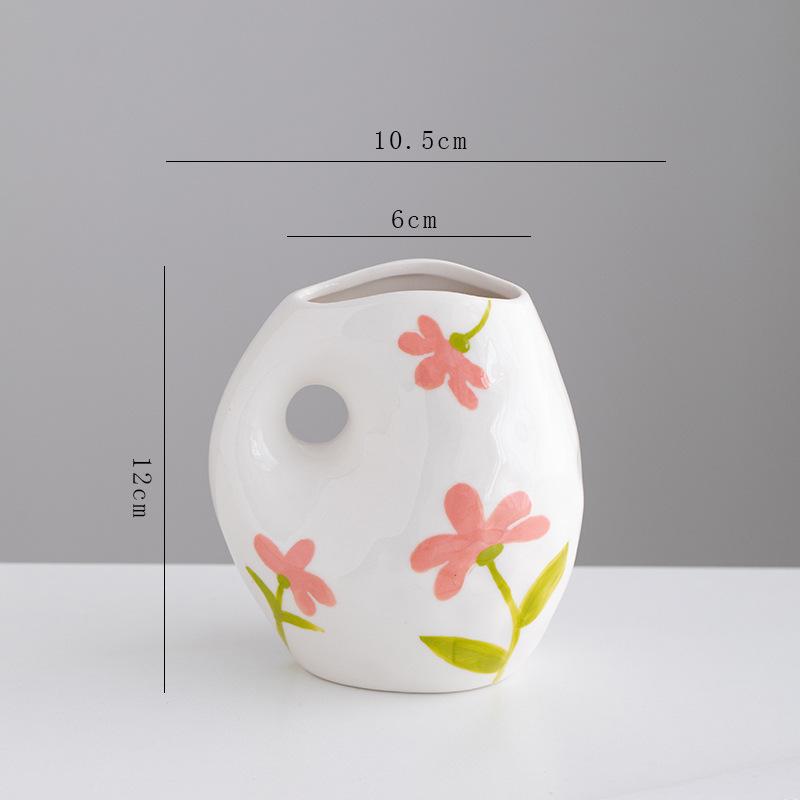 Colorful Flower Flower Vase Floral Arrangement Accessories Handle Pot Ceramic Vase Home Decoration Accessories Plant Pot