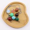 Natural Crystal Stone Sphere Pendant, 14mm, Melon Seed Clasp, Single Hole DIY Necklace, N766