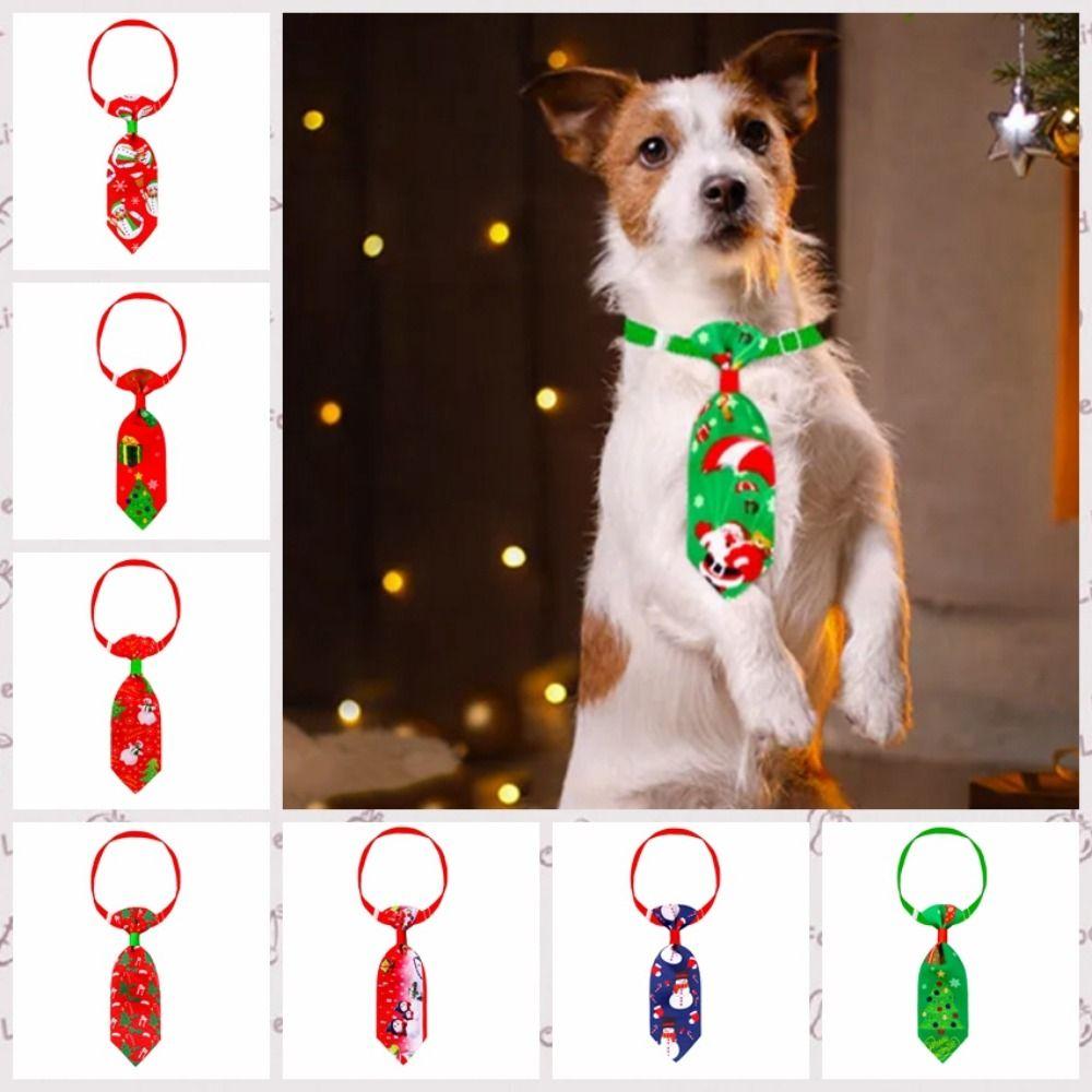 Decorative Pet Christmas Bow Tie Xmas Tree/Snowman Polyester Christmas Dog Necktie Adjustable Cat Christmas Collar Christmas