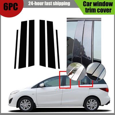 Fit For Mazda 5 Premacy 2011 2012 2013 2014 2015 2016 2017 2018 Silver Carbon Gloss Black Door Window Pillar Post Trim Stickers