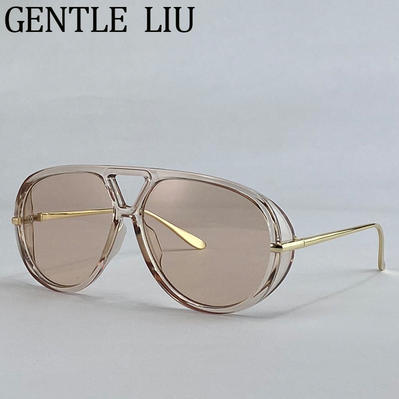 Oversized Pilot Oval Punk Sunglasses Women 2026 Luxury Vintage Big Frame Double Beam Sun Glasses For Lady Outdoor Eyewear UV400