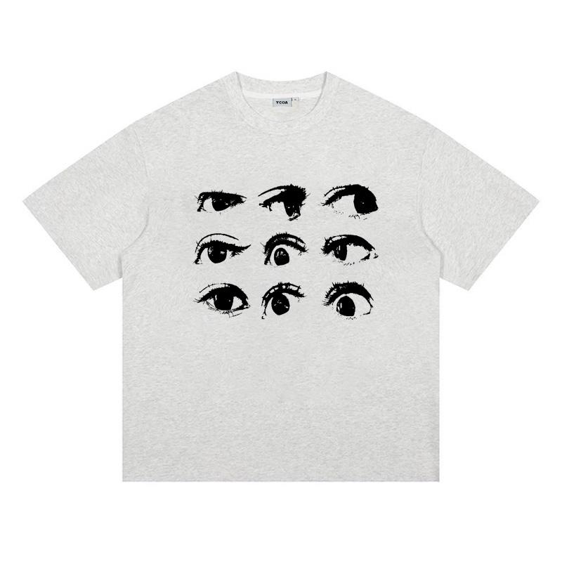 Mens TShirt Cotton Eyes Graphic Oversized High Quality Summer  Korean Fashion Short Sleeve Tees Tops Y2k Streetwear Clothing