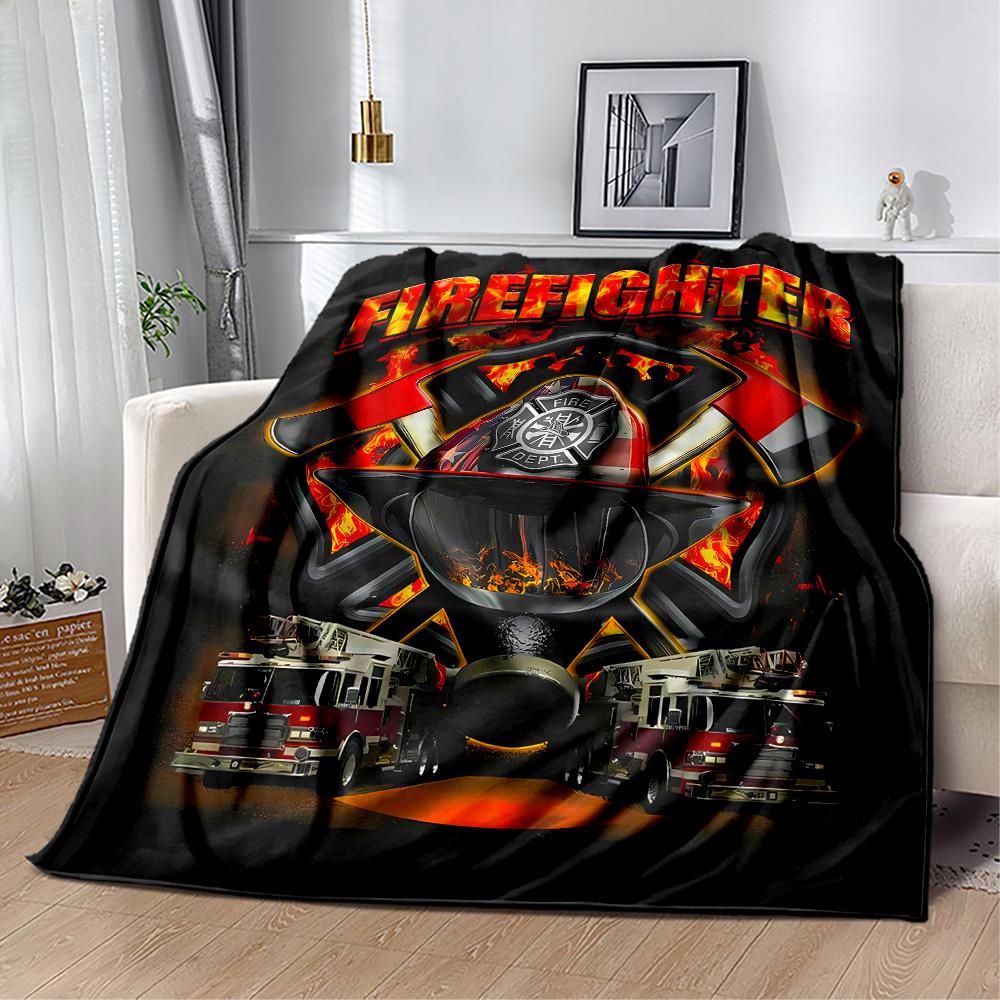 Fire Truck Adventure Blanket Durable Comfort Suitable for Chair Bed Couch Four Seasons Universal Playful Design Gift for Travel Home Birthdays