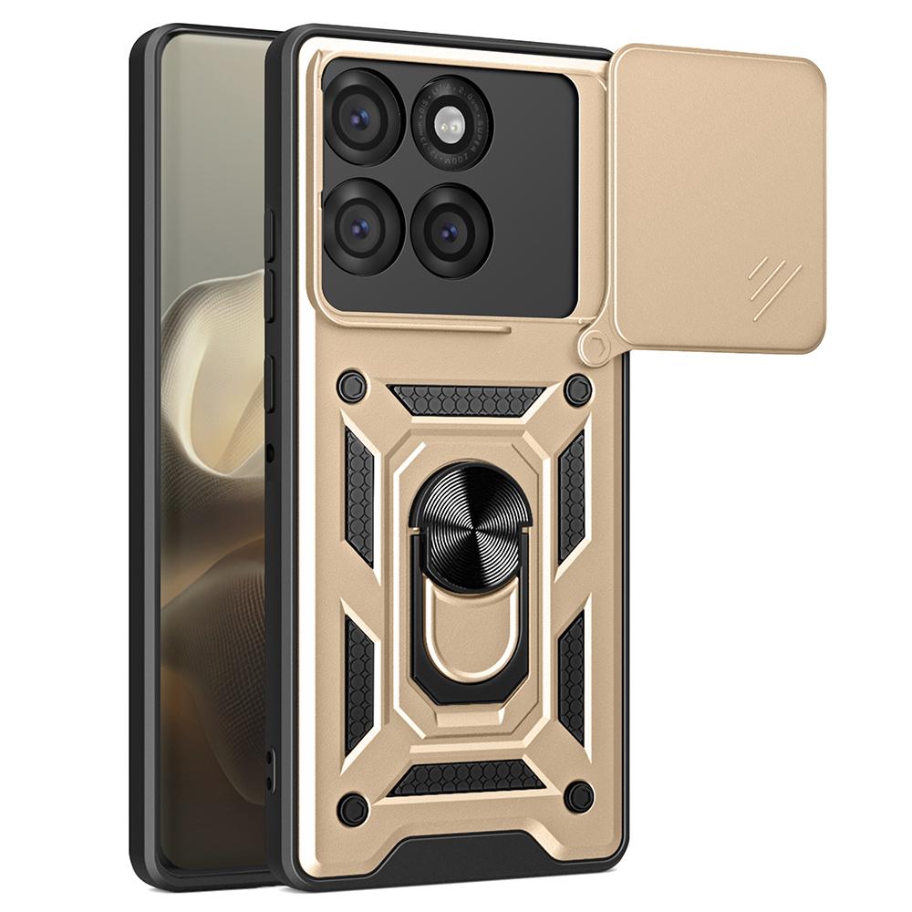 AMORUS For Motorola Edge 60 Pro 5G Case Kickstand PC+TPU Phone Cover with Camera Lens Slider