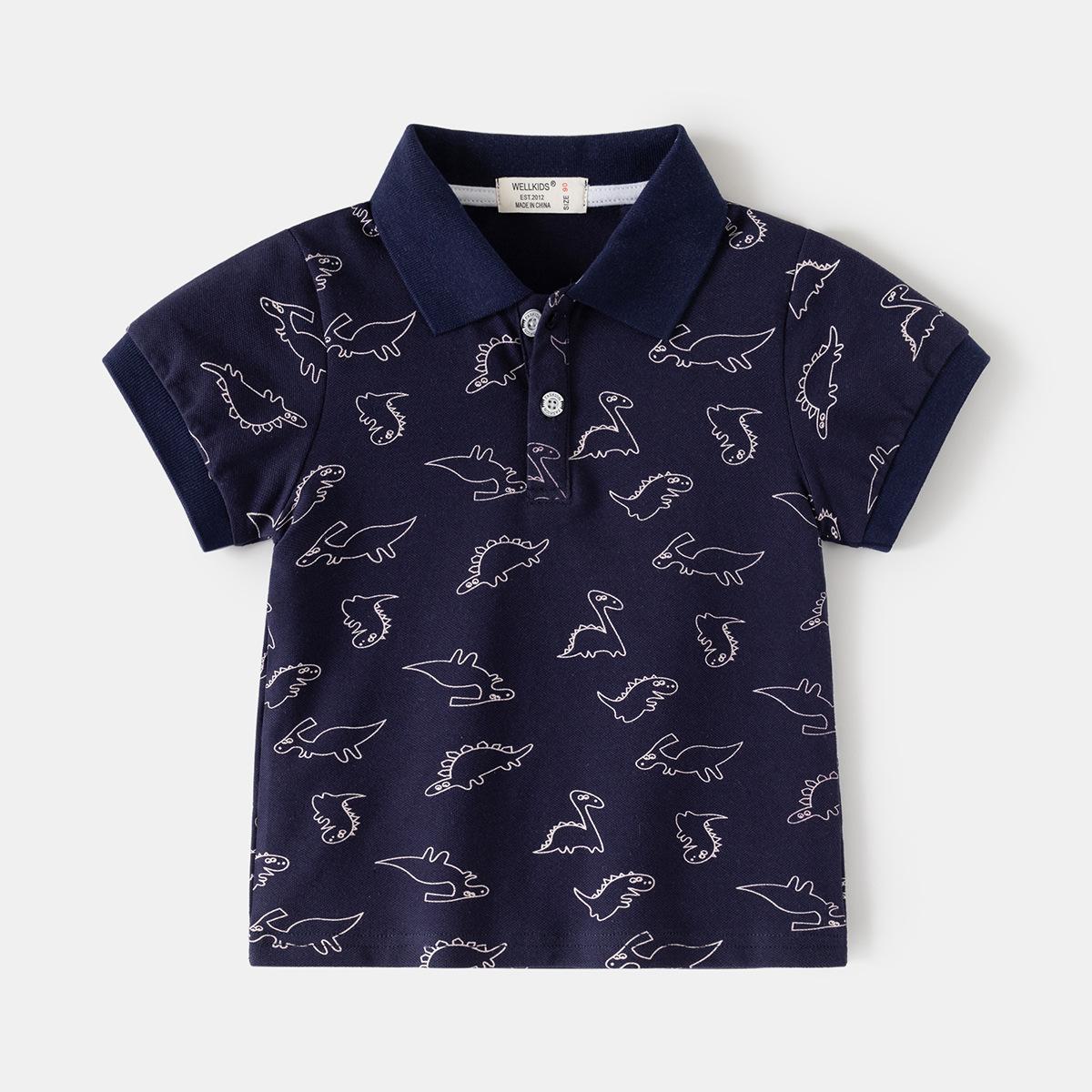 

Boys Short Sleeve Polo Shirt All Over Print Summer New 2026 Toddler Kids Casual Tops Baby Tee Fashion 90cm темно-синий