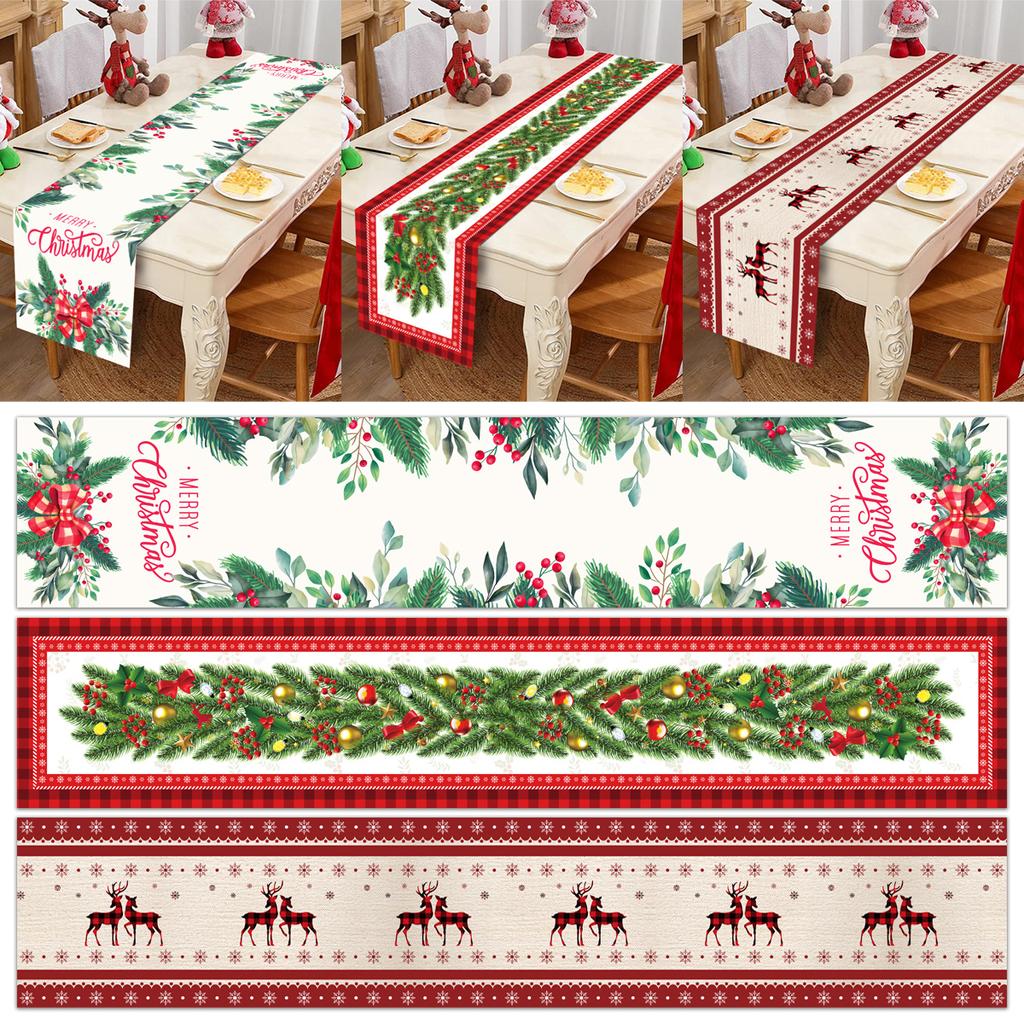 Weihnachts-Tischläufer Elch Schneemann Tischdecke Frohe Weihnachten Dekorationen für Zuhause Tisch 2025 Navidad Frohes Neues Jahr Geschenk 2025