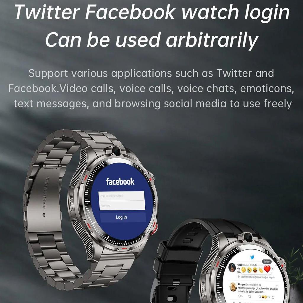Android smartwatch with SIM card, calling, Wi-Fi, GPS, and camera for men.
