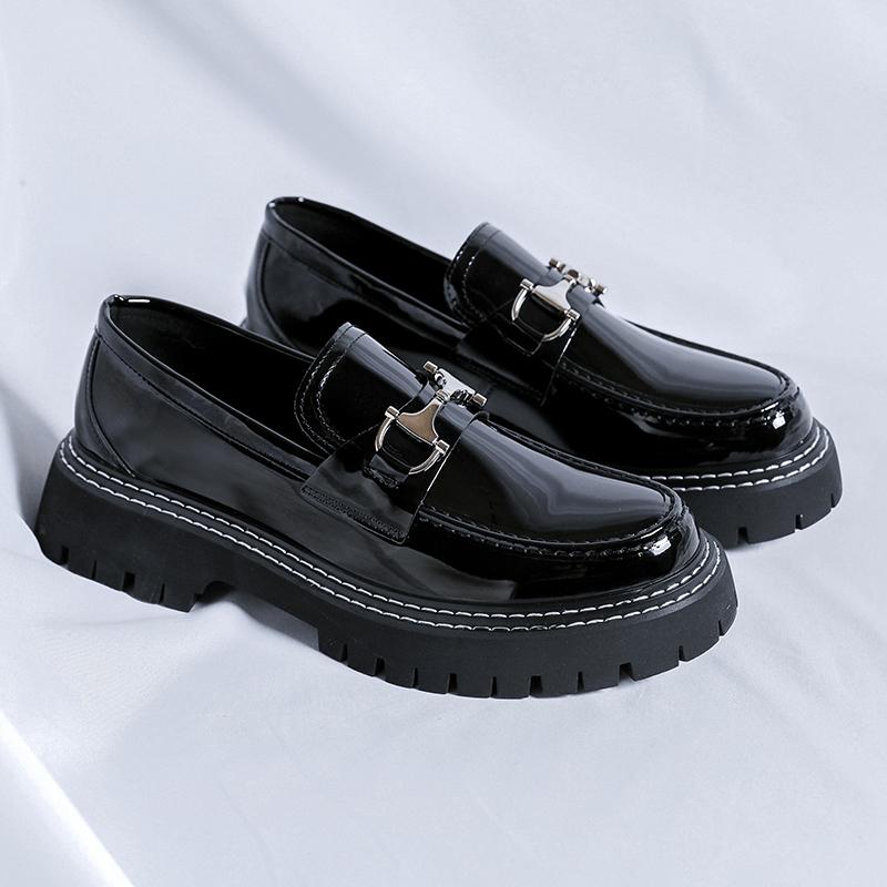 2025 British Style Mens Thick Sole Business Leather Shoes High Quality Leather Oxford  Anti-Slip Rubber Sole Wedding Men Loafers