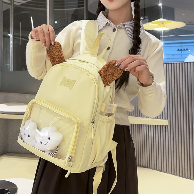 Japanese Two-dimensional Cute Transparent Pain Bag Cute Ins Backpack Middle School Student Schoolbag Women's Casual Backpack