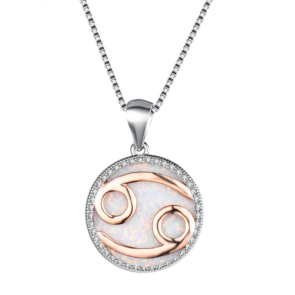 

Blue and White Australian Treasure Rose Gold Cancer Necklace Simple and Versatile Pendant