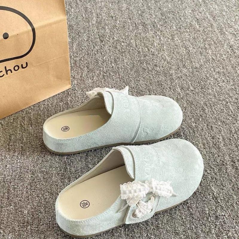 

Lace one-pedal sandals women s new versatile summer with skirt bag head half slippers lazy shoes 40