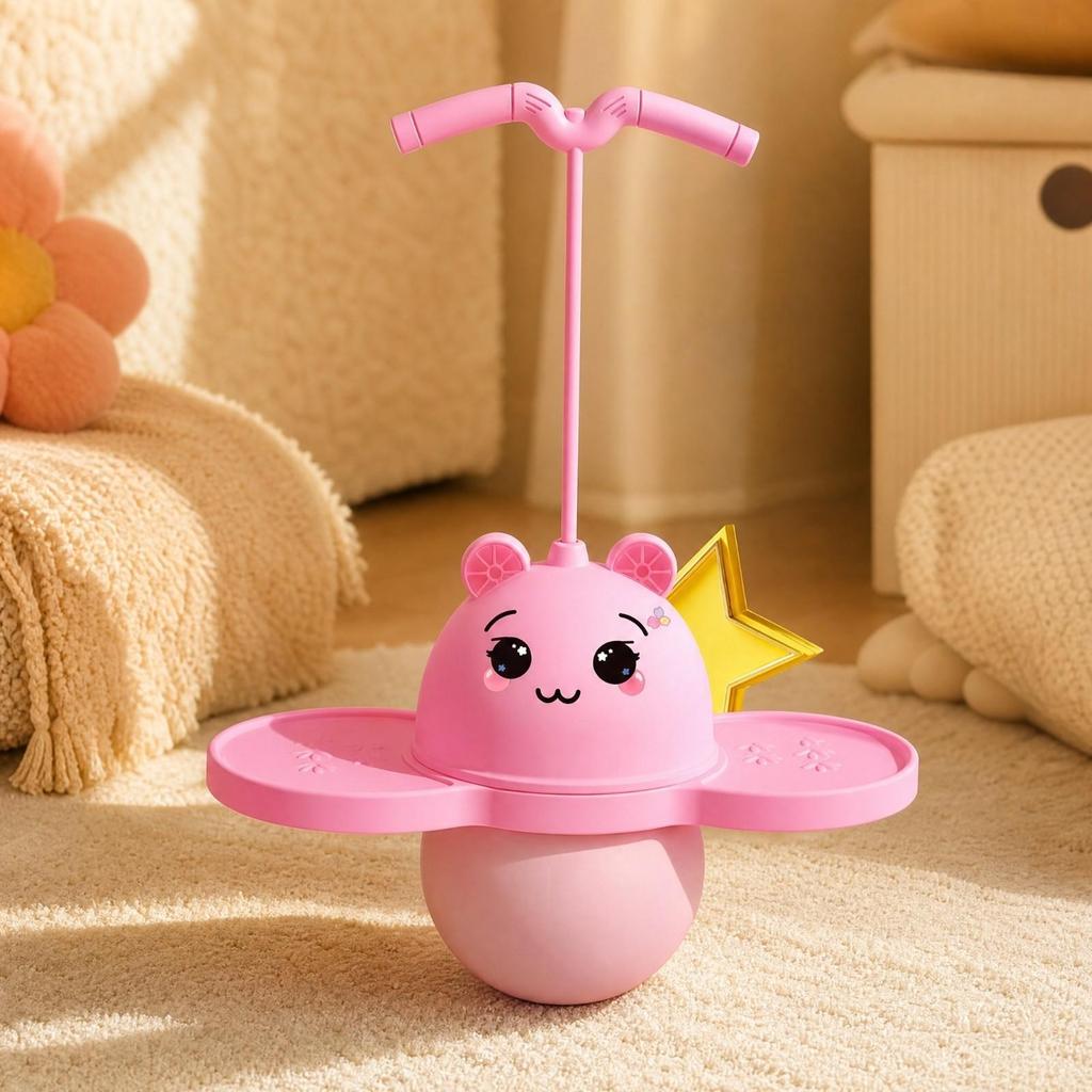 Textured Pogo Ball with Adjustable Handle Stable Snap-on for Children,
