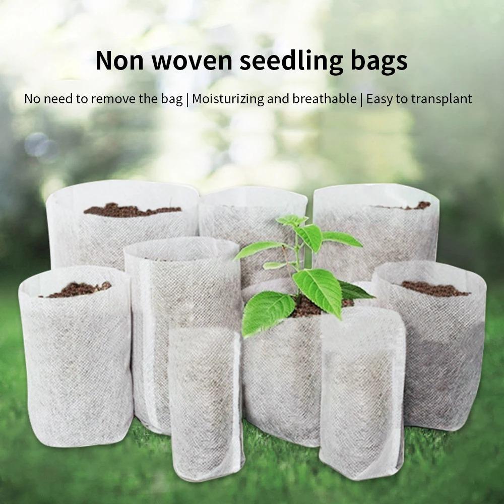 200Pcs Biodegradable Nursery Bag Plant Grow Bags Non-Woven Fabric Seeds To Sow Flower Pots For Home Garden Accessories Tools