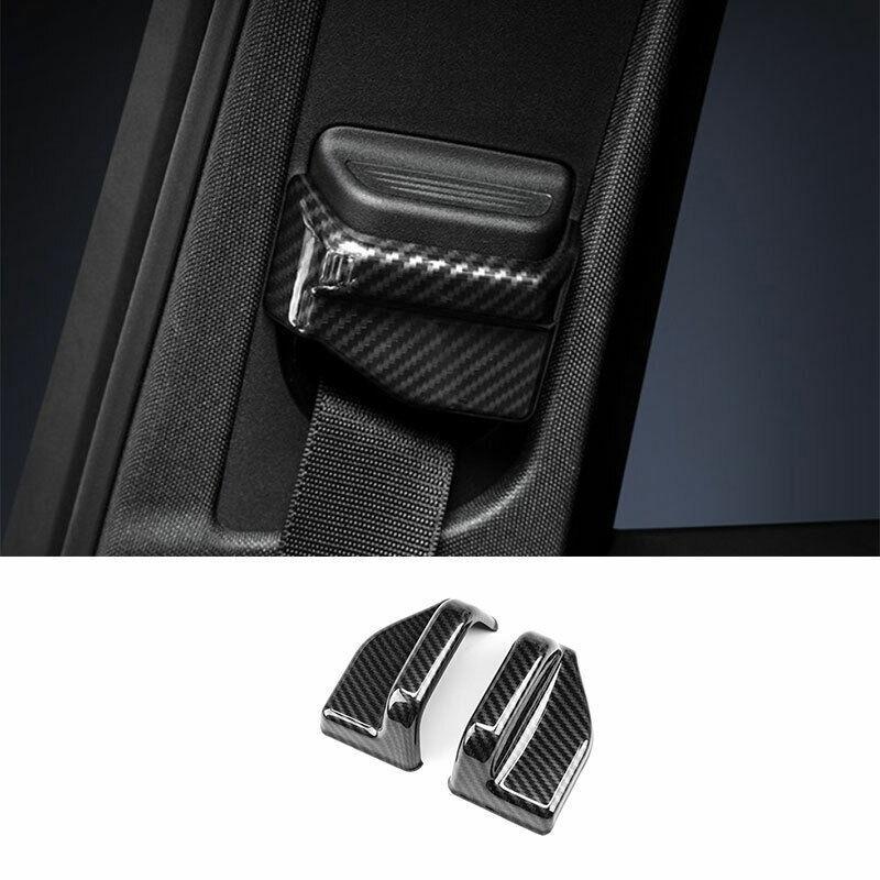 Carbon Fiber Seat Belt Adjustment Cover Trim 2PCS For Benz C-Class ABS 2015-