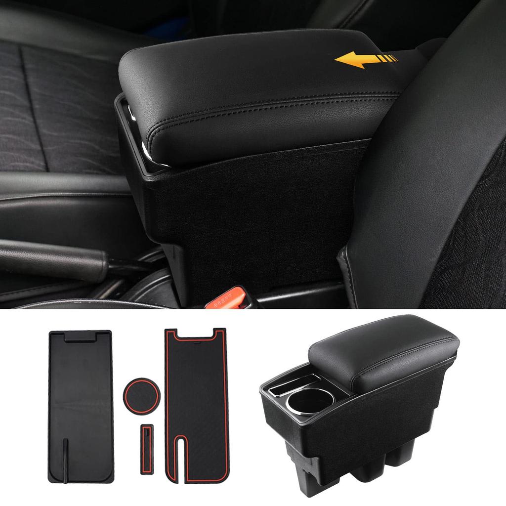 LIMSTYLE Armrest for Suzuki New Jimny Car Storage Console Box with Sliding Drink Holder Large Ideal for Driving Includes Rubber Easy Black Stitching