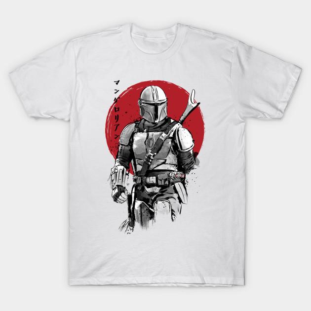 

Men Black Print T-shirt Mandalorian Bounty Hunter Sumi E No-Cut Transfer Paper Print Cotton Tshirt XL білий