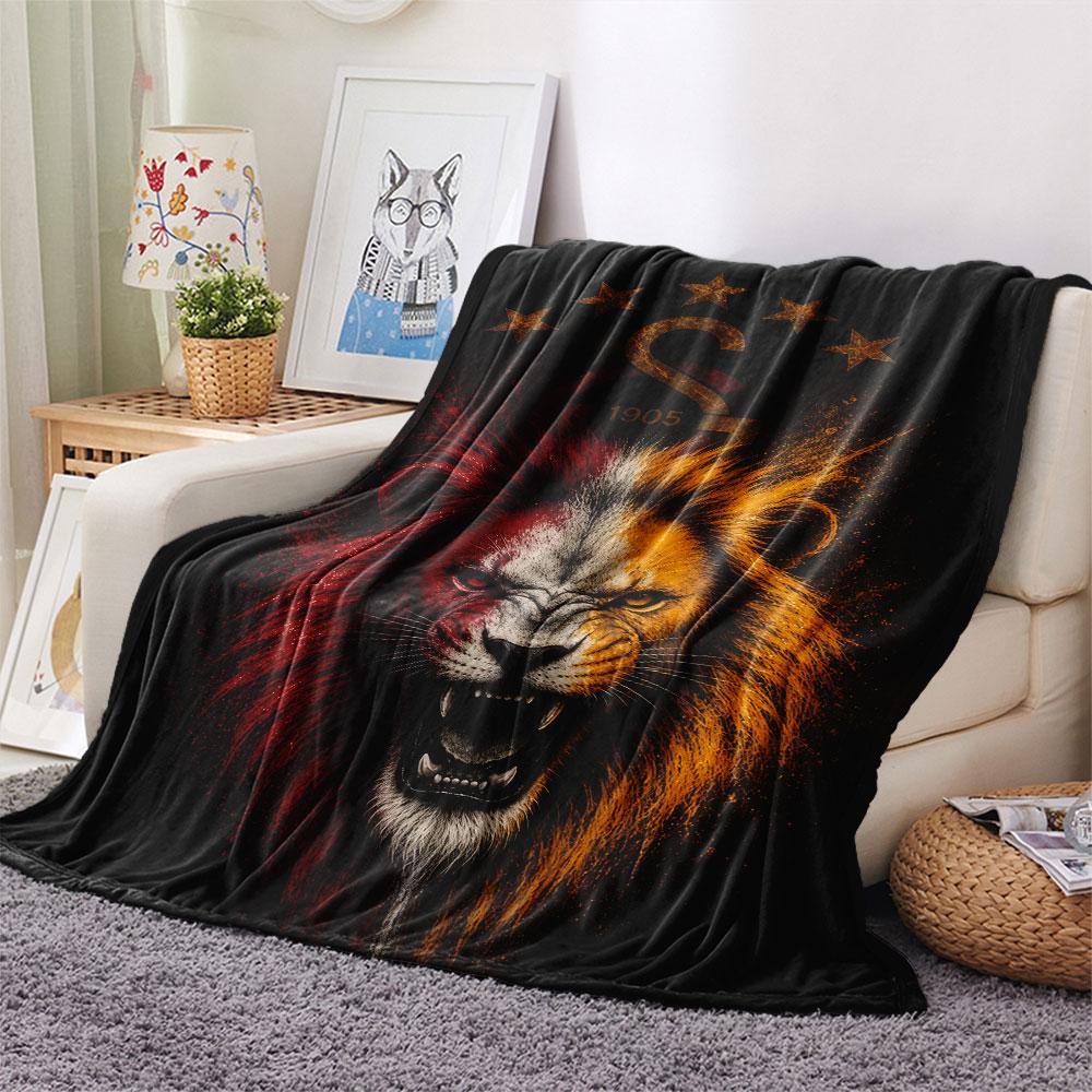 Galatasaray Spor Kulübü Printed Flannel Blanket, soft throw for bedroom sofa, washable, fan merchandise, great gift.
