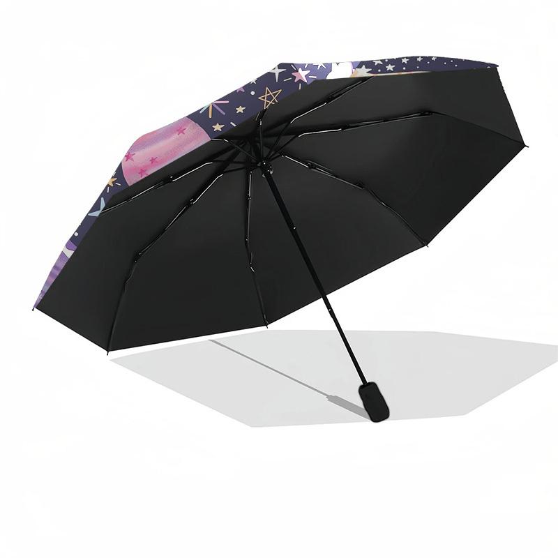 1pc Space Cats Adventure Umbrella with Plastic Handle, Suitable for All Seasons Outdoor PT373
