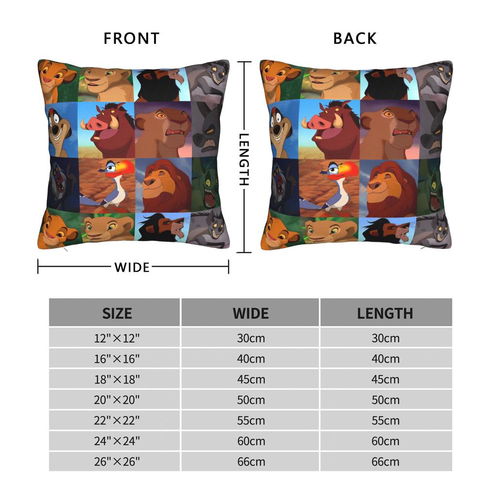 Lion King Simba Square Pillow Case Cushion Covers Fashion Zippered Decor Throw Pillow Case Cover for Sofa 40x40cm
