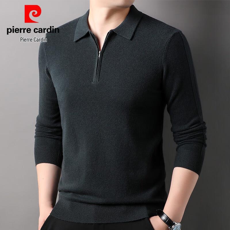 Pierre Cardin Men's 100% Pure Wool Zipper Pullover Sweater