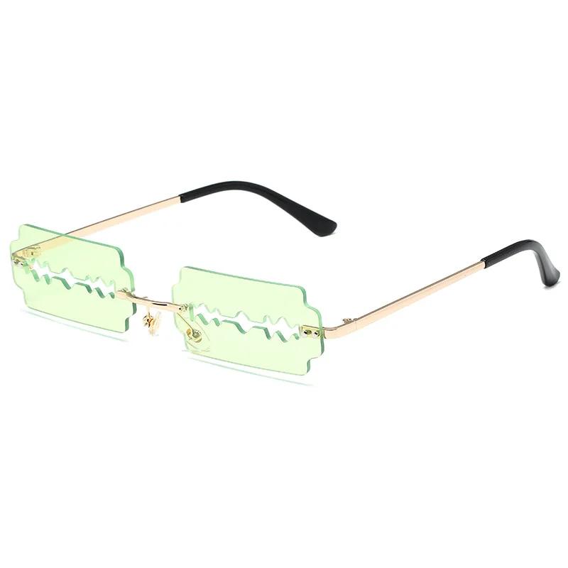 Festival Rimless Rectangle Sunglasses Women Unique Razor Blade Funny Sun Glasses Personality Trend Catwalk Party Hip Hop