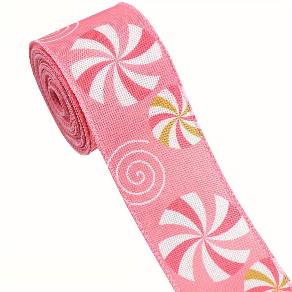 5 Yards/roll Pink Christmas Wire Edge Cuk Strap Gift Christmas Box Decoration Ribbon Packaging Can Be Tied In Butterfly Shape for Holiday Decoration