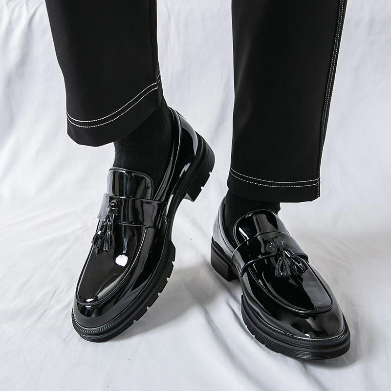 Men's Leather Cross-Strap Tassel Loafers: Pointed Toe Formal & Casual Versatile Shoes In Large Sizes