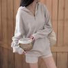 New Arrivals Open Run Women Hoodie Zip Knit Set Shorts