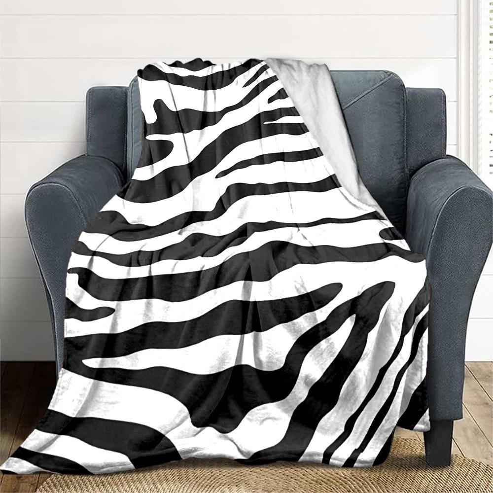 1pc Zebra Print Blanket Warm, Cozy, And Soft, Suitable for Sofas, Beds, Cars, And Office Use.Perfect for Camping And Travel, Making It a Great Gift fo