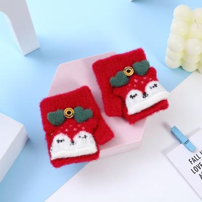 Cartoon Knitted Gloves Thick Fingerless Knitting Mittens Winter Warm Boys Girls