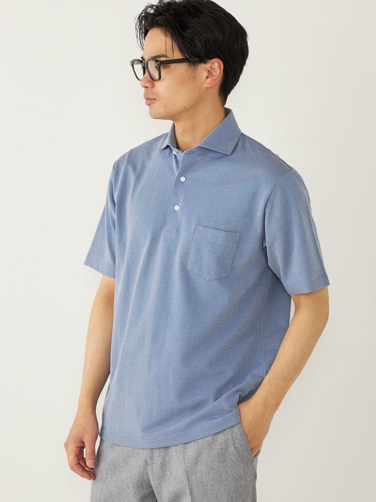 SHIPS Colors Men's Polo Shirt, Moisture-Wicking, Quick-Drying, Kanoko Wide Collar, Light Blue, Size L, 212170048