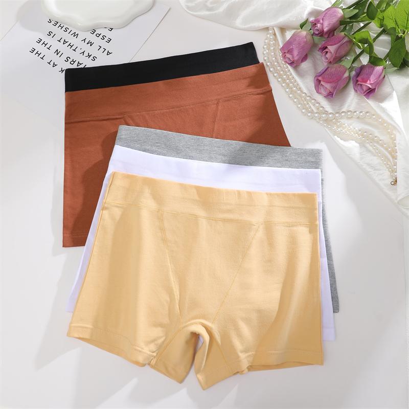 FINETOO Women's Cotton Seamless Boyshorts Plus Size Stretchy Safety Pants Girls Sexy Tight Solid Color Boxer Panties Breathable Lingerie
