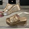 Fashion Eilyken Summer Open Toe Platform Wedges Slippers Women Designer Pleated Thick Bottom Heels Slide Ladies Shoes Zapatos De Mujer
