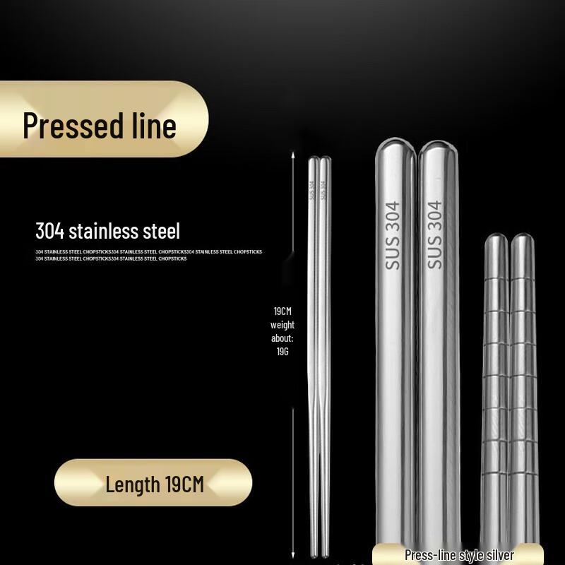 Wutuo 304 Stainless Steel Square Chopsticks Set